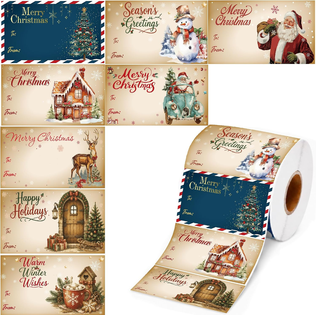 Christmas gift tag stickers, 500 pack