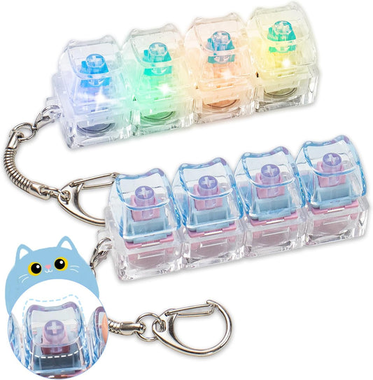 2Pcs Cat Keyboard Fidget Toy, Creamy & Clicky Cute Fidget Clicker Keychain