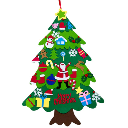 DIY felt Christmas tree with Santa and snowflake ornaments
