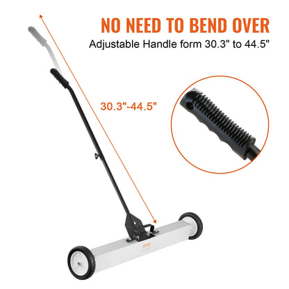 Rolling Magnetic Sweeper with Wheels Push-Type Magnetic Pick up Sweeper Large Magnet Pickup Lawn Telescoping Sweeper