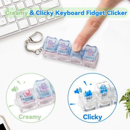 2Pcs Cat Keyboard Fidget Toy, Creamy & Clicky Cute Fidget Clicker Keychain