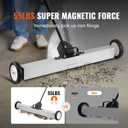 Rolling Magnetic Sweeper with Wheels Push-Type Magnetic Pick up Sweeper Large Magnet Pickup Lawn Telescoping Sweeper