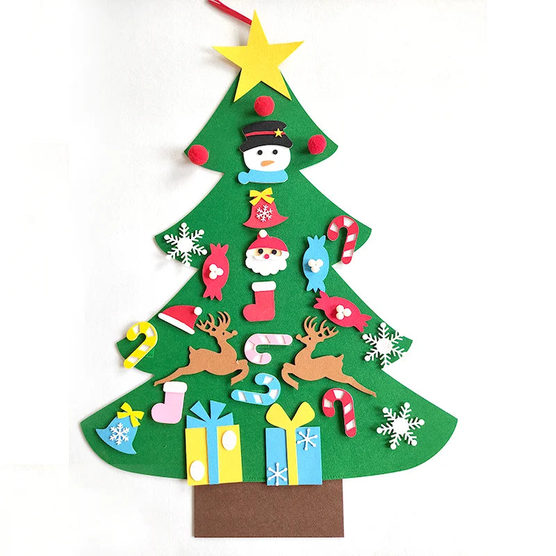 DIY felt Christmas tree with reindeer, star and gifts