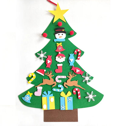DIY felt Christmas tree with reindeer, star and gifts