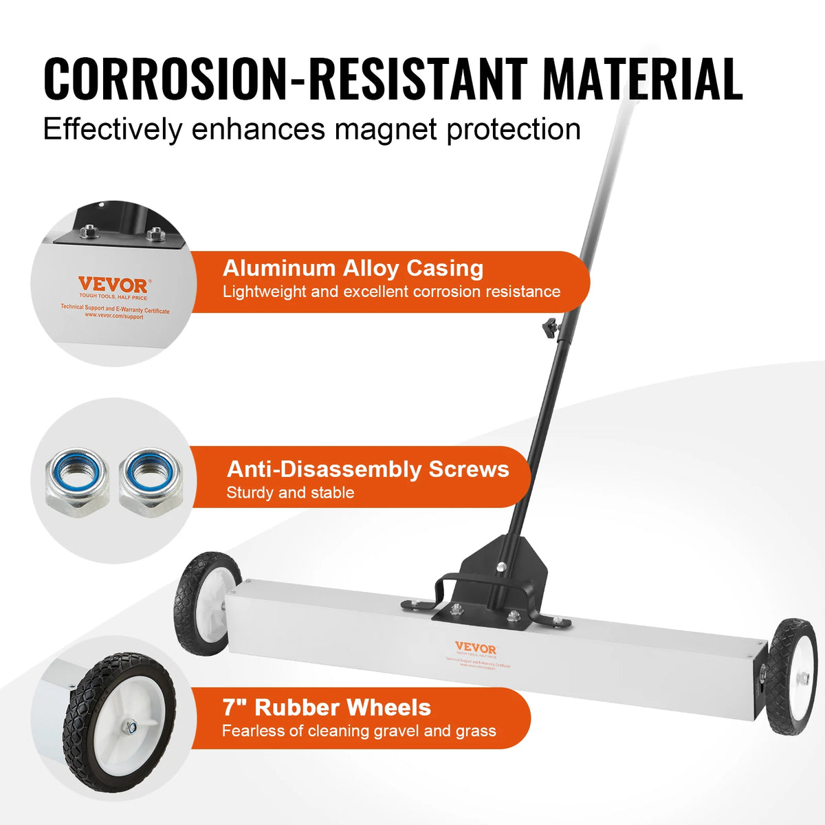 Rolling Magnetic Sweeper with Wheels Push-Type Magnetic Pick up Sweeper Large Magnet Pickup Lawn Telescoping Sweeper